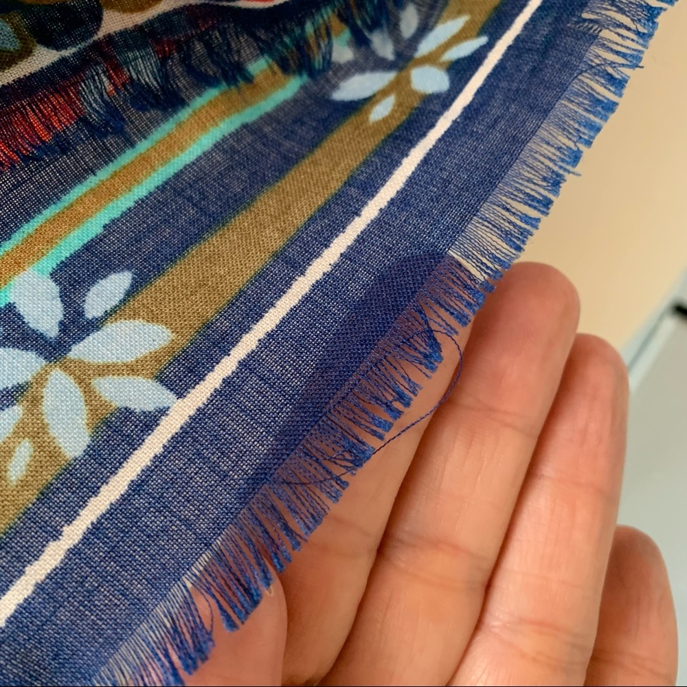 Vintage 60s Vera Neumann Striped Scarf Floral - Picture 3 of 9